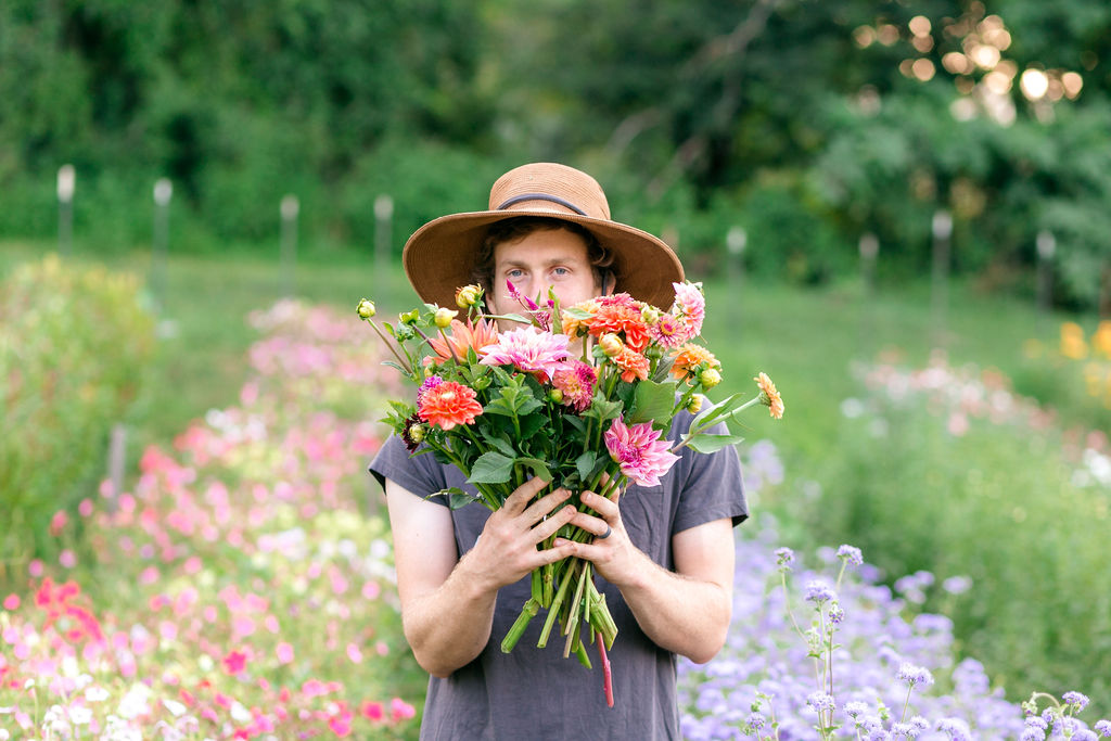 chris with bouquet